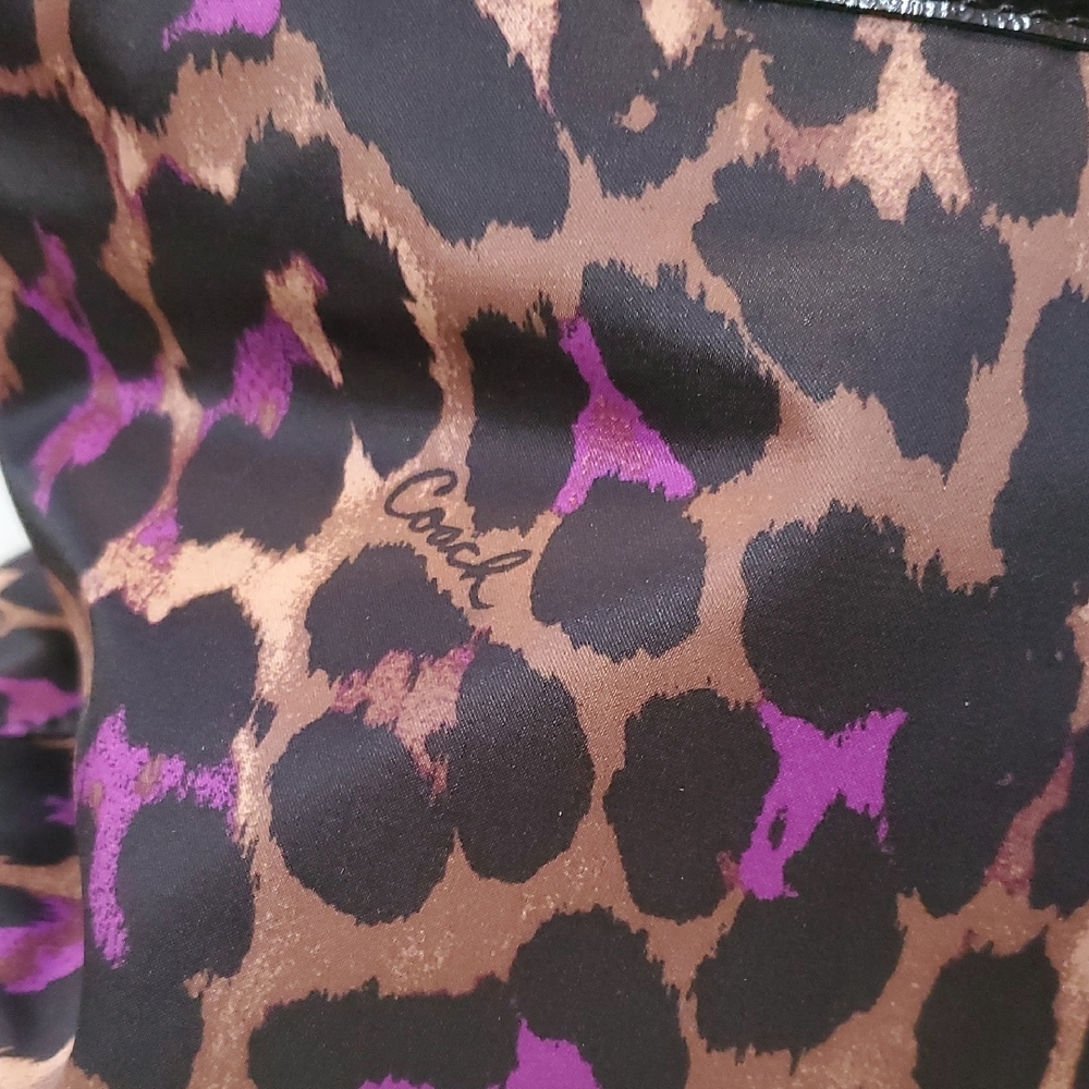 Coach Ocelot Tote Violet Purple Brown Black Animal Print F25282 - Picture 5 of 7